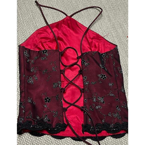 Blondie Nites by Jaslene Women's Red Mesh Overlay Maxi Dress - Picture 4 of 10